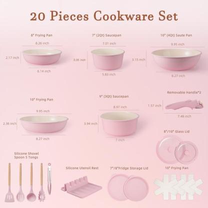Bestideasell Ceramic Nonstick Aluminium Cookware Set (25-Piece Kit)