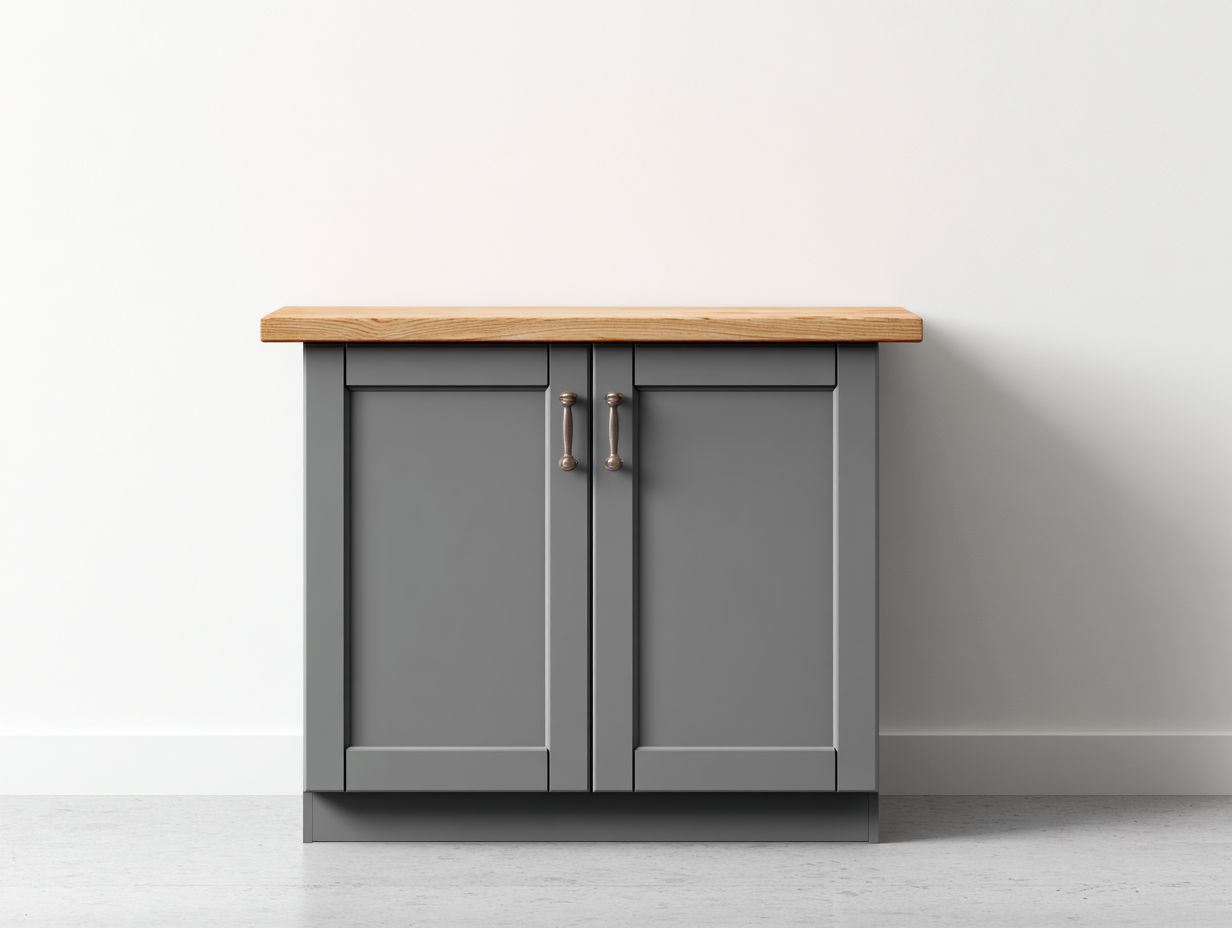 Buffet-MDF-bois-88 x 44 x 90 cm-Gris-chêne clair-Style classique moderne-Roomuphaus