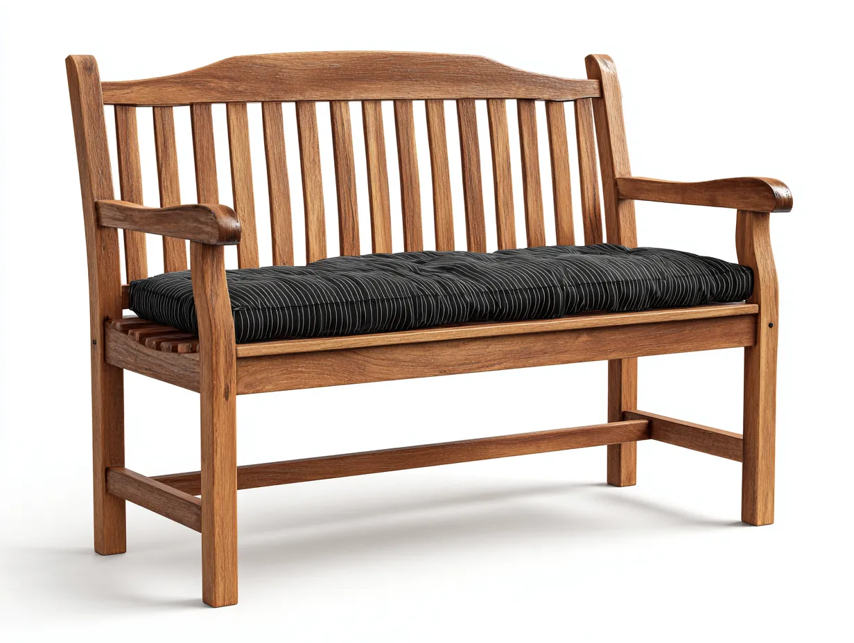 Banc de jardin - bois-tissu - 136x64x89 cm - bois naturel-noir rayé - style classique-Roomuphaus