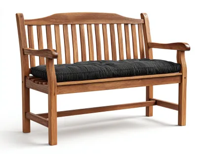 Banc de jardin - bois-tissu - 136x64x89 cm - bois naturel-noir rayé - style classique-Roomuphaus
