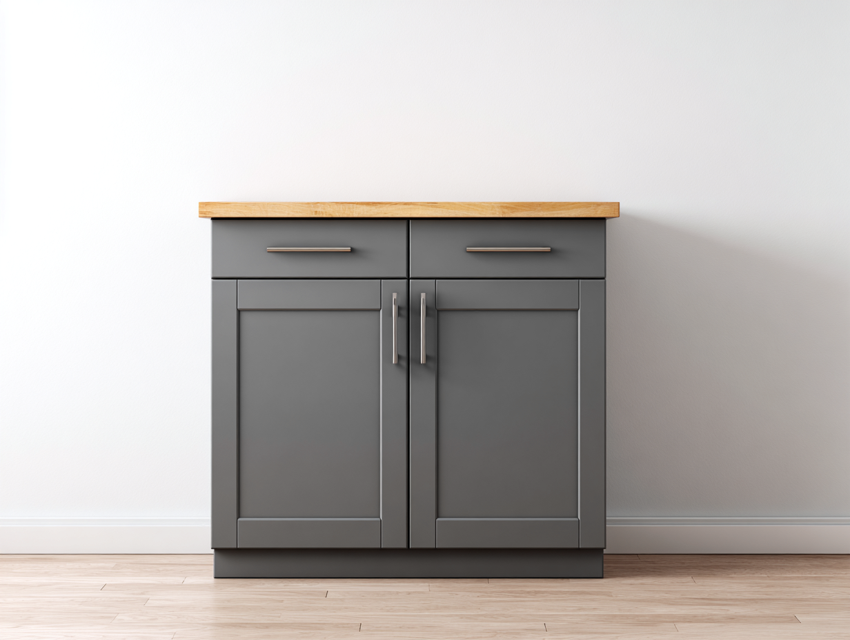 Buffet-MDF-bois-96 x 42 x 92 cm-Gris foncé-chêne clair-Style moderne épuré-Roomuphaus