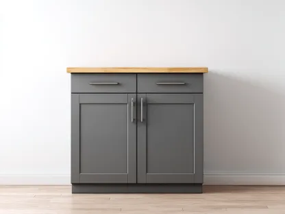 Buffet-MDF-bois-96 x 42 x 92 cm-Gris foncé-chêne clair-Style moderne épuré-Roomuphaus