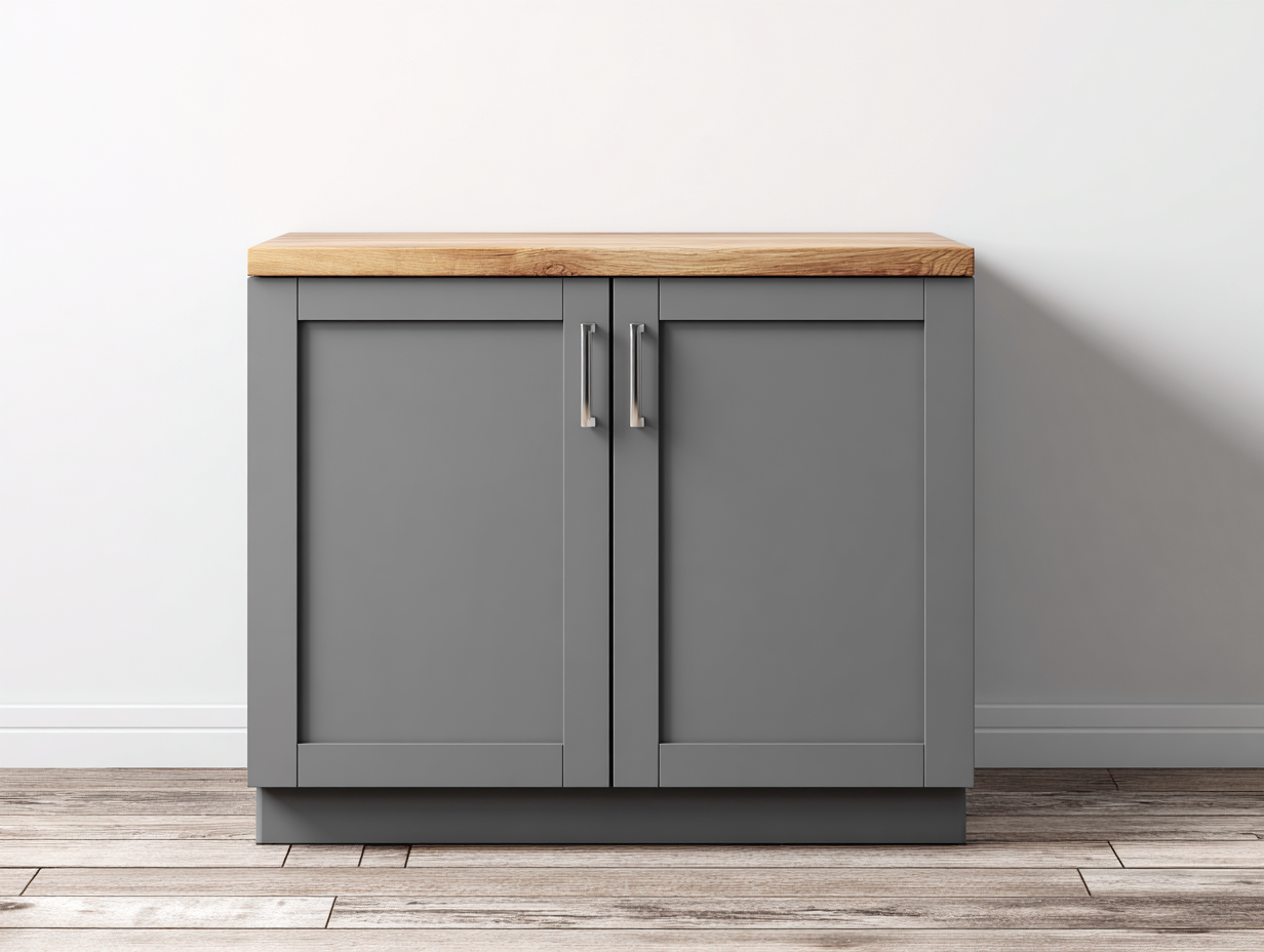 Buffet-MDF-bois-102 x 45 x 89 cm-Gris-chêne naturel-Style moderne scandinave-Roomuphaus