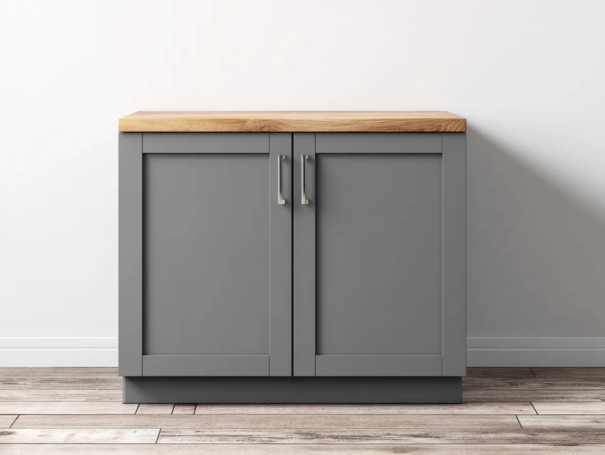 Buffet-MDF-bois-102 x 45 x 89 cm-Gris-chêne naturel-Style moderne scandinave-Roomuphaus