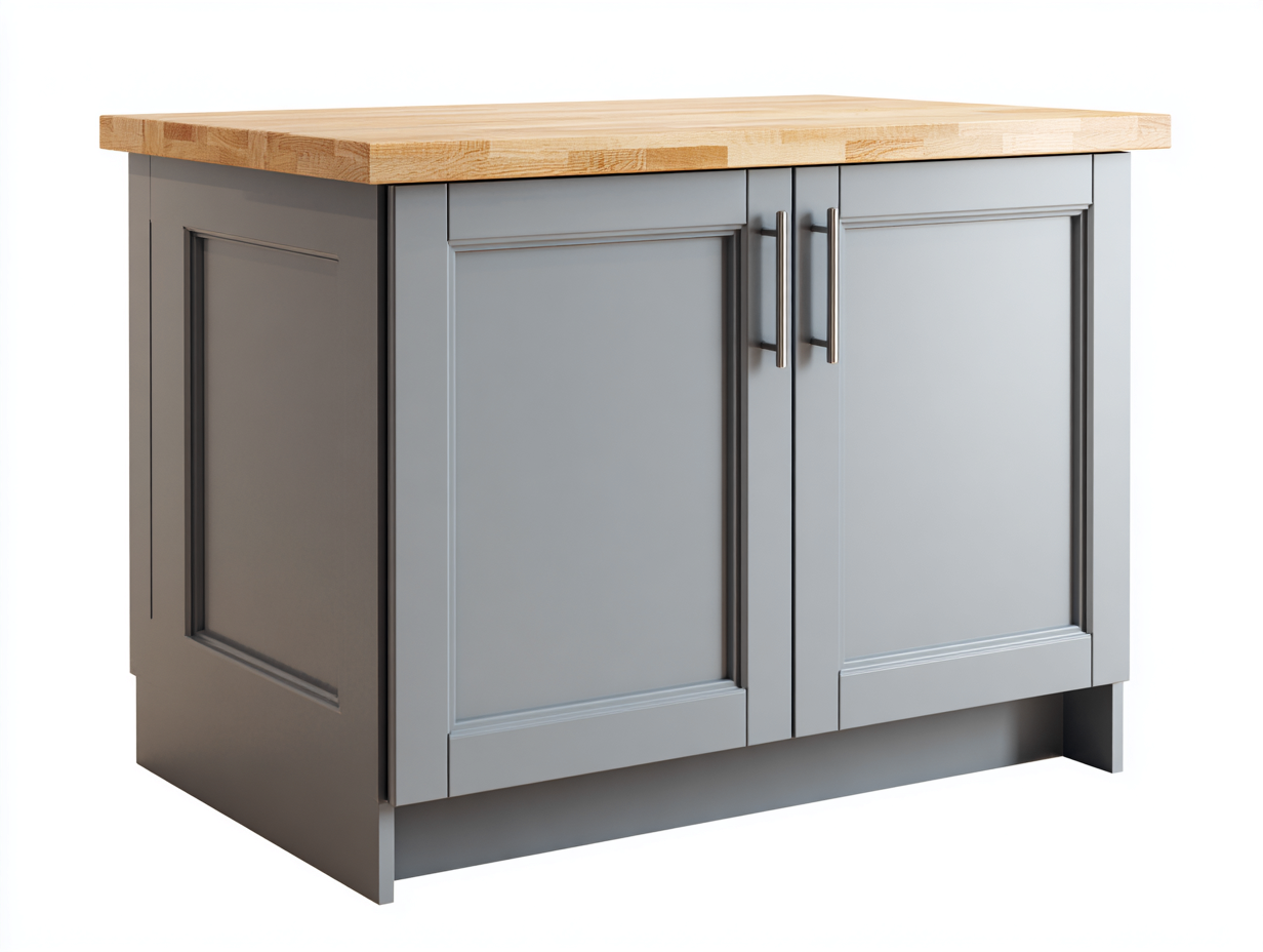 Buffet-Bois massif-MDF-95 x 48 x 86 cm-gris clair-naturel-style campagne moderne-Roomuphaus