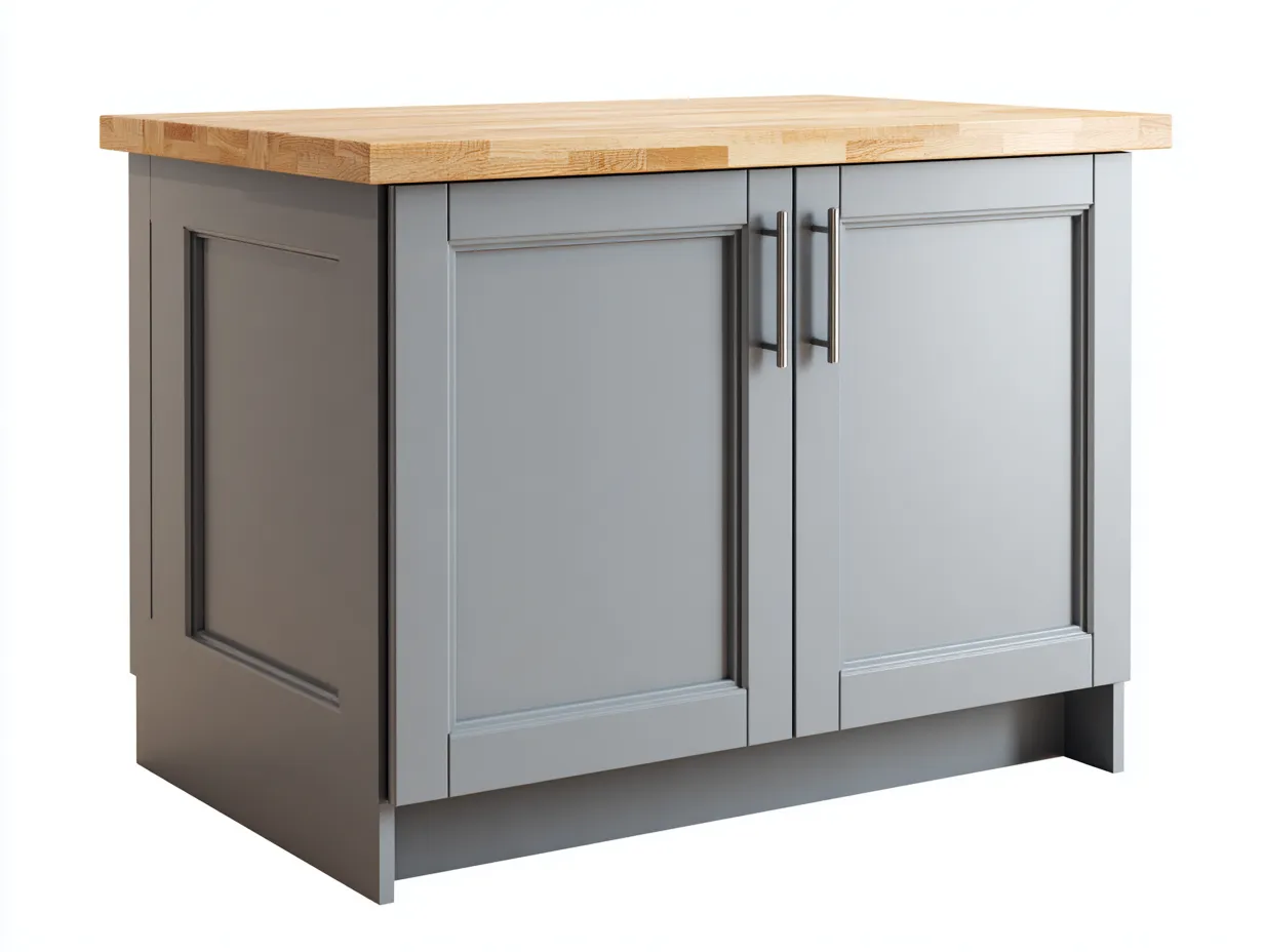 Buffet-Bois massif-MDF-95 x 48 x 86 cm-gris clair-naturel-style campagne moderne-Roomuphaus