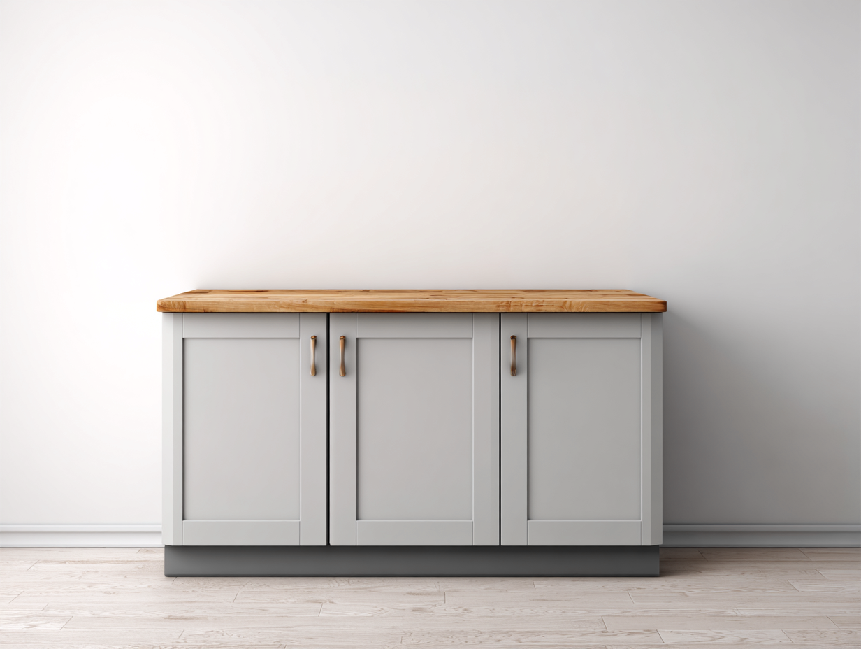 Buffet-Bois massif-MDF-140 x 45 x 85 cm-blanc-naturel-style campagne moderne-Roomuphaus