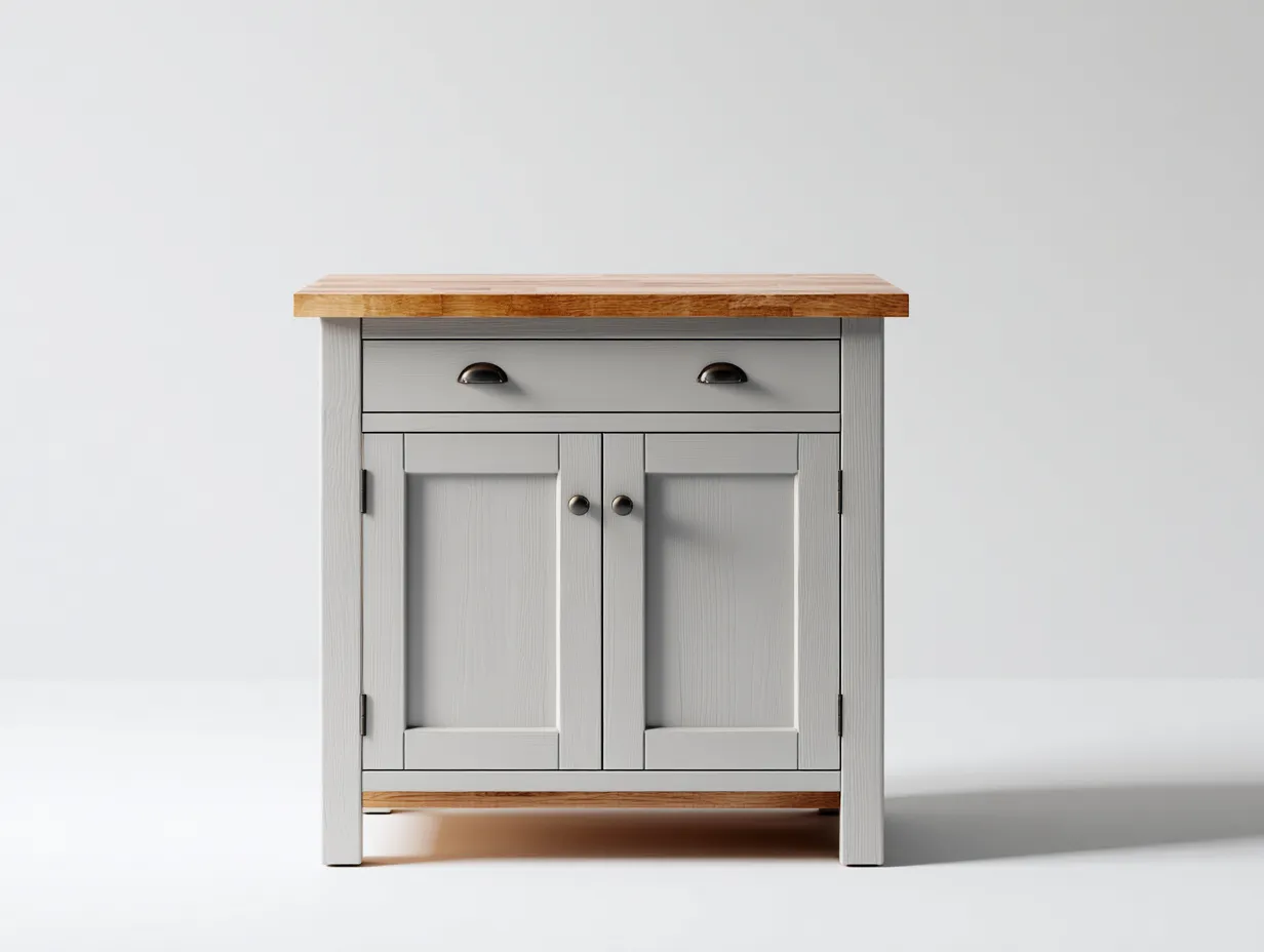 Buffet-Bois massif-MDF-82 x 42 x 88 cm-blanc-naturel-style campagne moderne-Roomuphaus