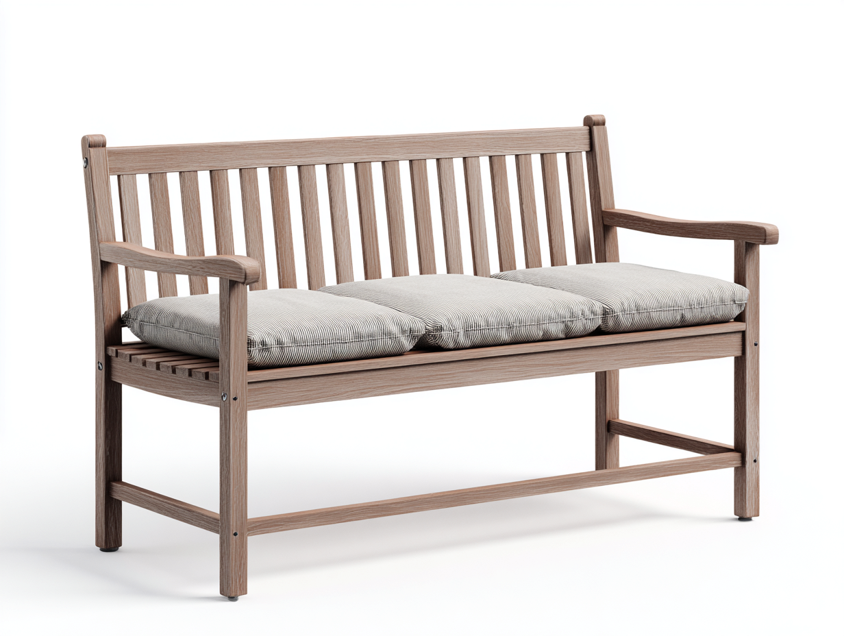 Banc de jardin - bois-tissu - 126x62x87 cm - bois naturel-beige - style classique-Roomuphaus