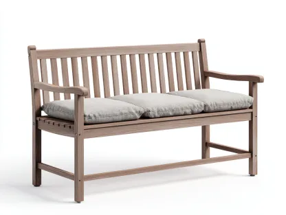 Banc de jardin - bois-tissu - 126x62x87 cm - bois naturel-beige - style classique-Roomuphaus