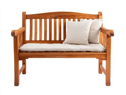 Banc de jardin - bois-tissu - 130x63x90 cm - bois naturel-beige - style classique-Roomuphaus