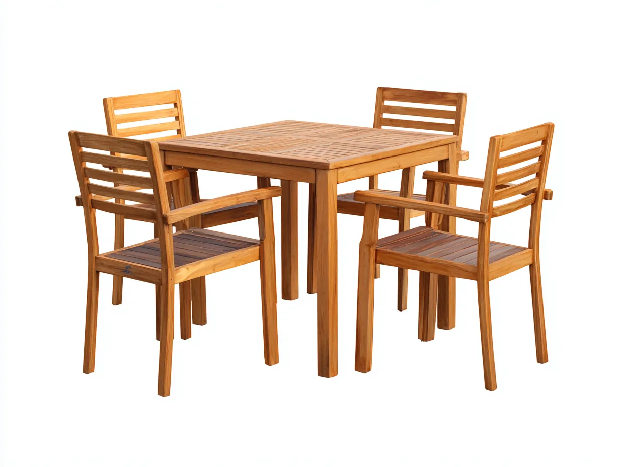 Salon de jardin repas - bois - 120 x 120 x 75 cm - marron - style naturel-Roomuphaus