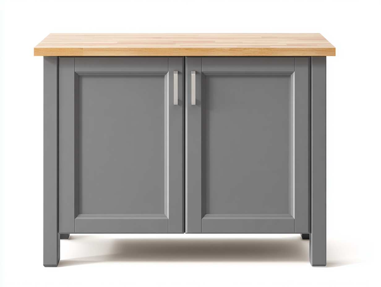 Buffet-Bois massif-MDF-100 x 46 x 87 cm-gris-naturel-style campagne moderne-Roomuphaus