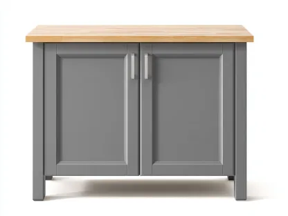 Buffet-Bois massif-MDF-100 x 46 x 87 cm-gris-naturel-style campagne moderne-Roomuphaus