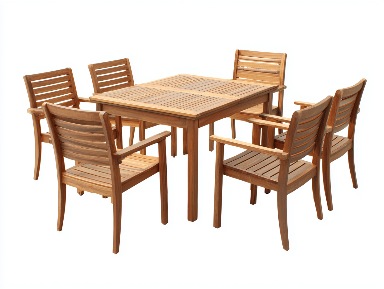 Salon de jardin repas - bois - 140 x 140 x 75 cm - marron - style naturel-Roomuphaus