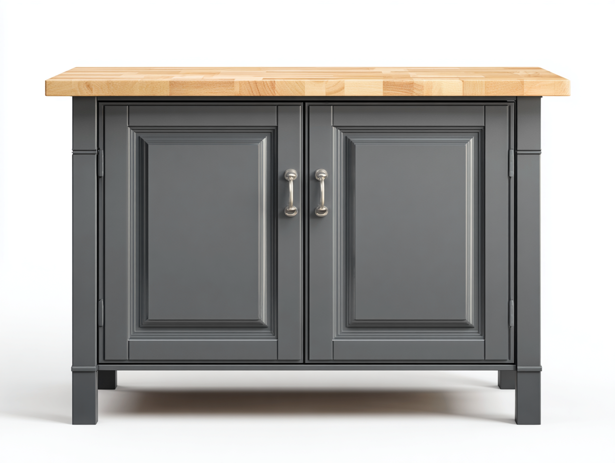 Buffet-Bois massif-MDF-120 x 48 x 88 cm-gris foncé-naturel-style campagne moderne-Roomuphaus