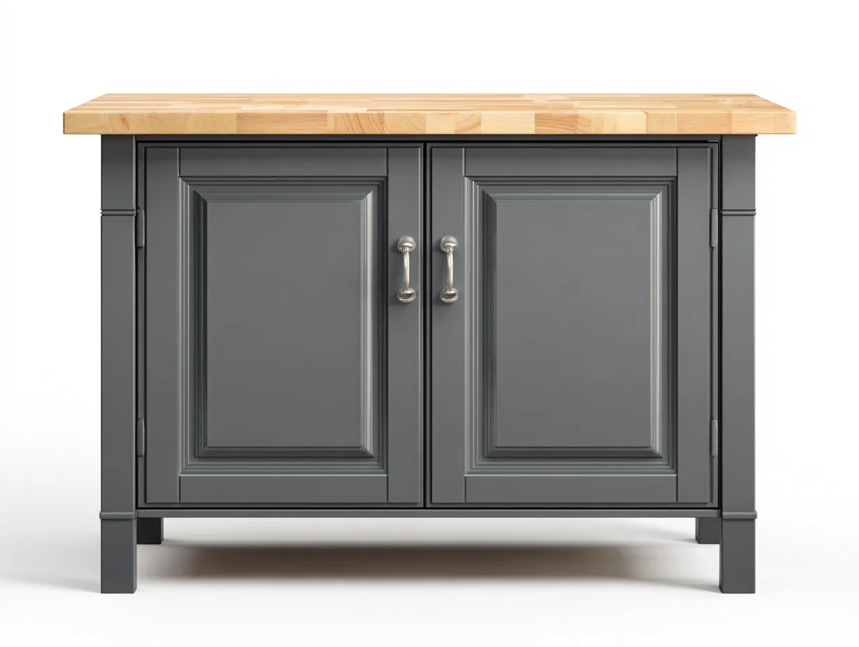 Buffet-Bois massif-MDF-120 x 48 x 88 cm-gris foncé-naturel-style campagne moderne-Roomuphaus