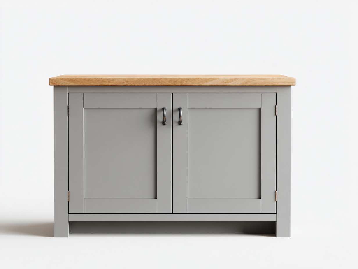 Buffet-MDF-bois-108 x 44 x 84 cm-Gris-chêne clair-Style campagne moderne-Roomuphaus