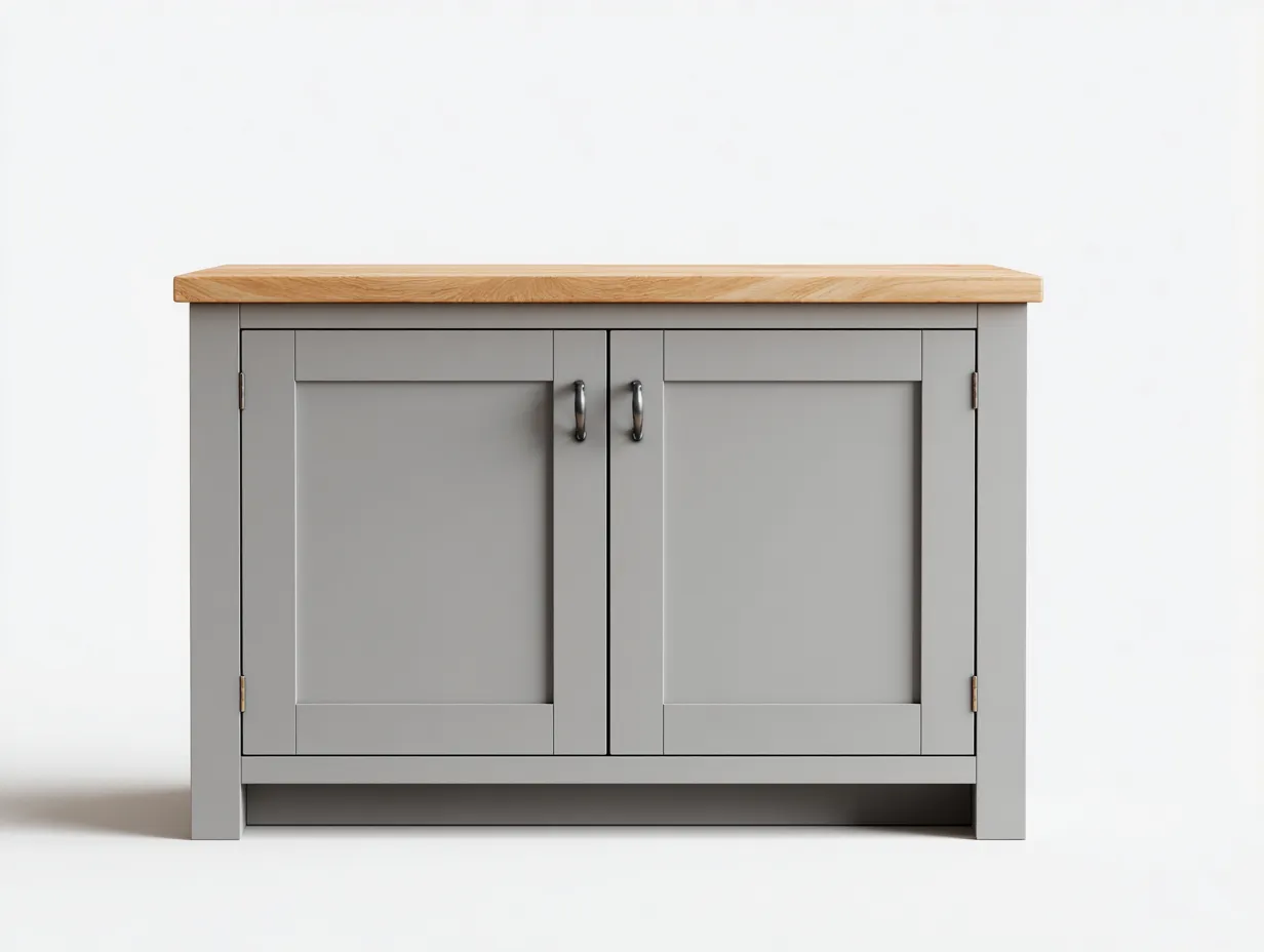 Buffet-MDF-bois-108 x 44 x 84 cm-Gris-chêne clair-Style campagne moderne-Roomuphaus