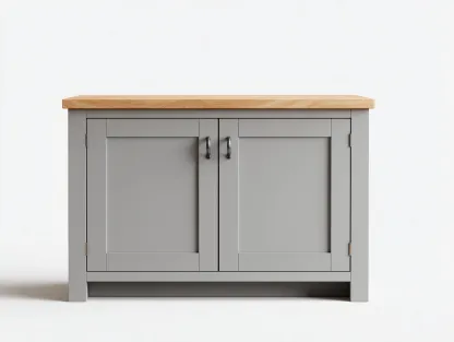 Buffet-MDF-bois-108 x 44 x 84 cm-Gris-chêne clair-Style campagne moderne-Roomuphaus