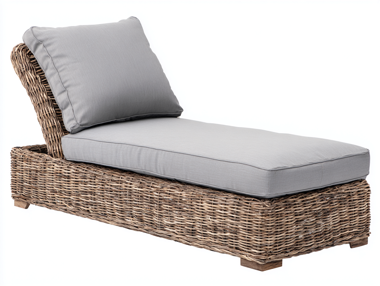 Bain de soleil-Rotin-Tissu-182 x 74 x 88 cm-Gris-Beige-Style moderne-Nestgetbay
