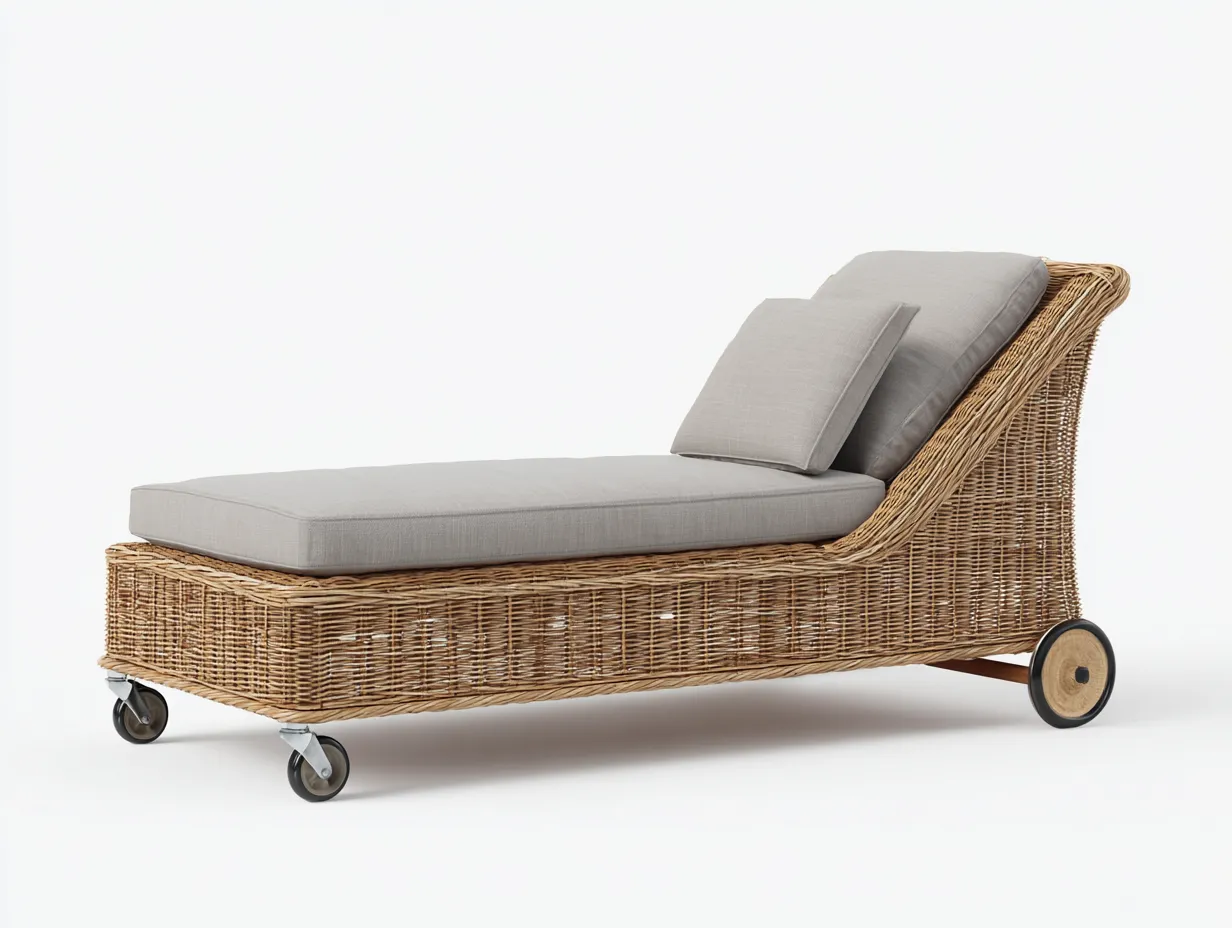 Bain de soleil-Rotin-Tissu-192 x 68 x 86 cm-Gris-Beige-Style moderne-Nestgetbay