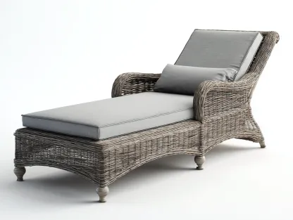 Bain de soleil-Rotin-Tissu-186 x 78 x 93 cm-Gris-Beige-Style classique-Nestgetbay