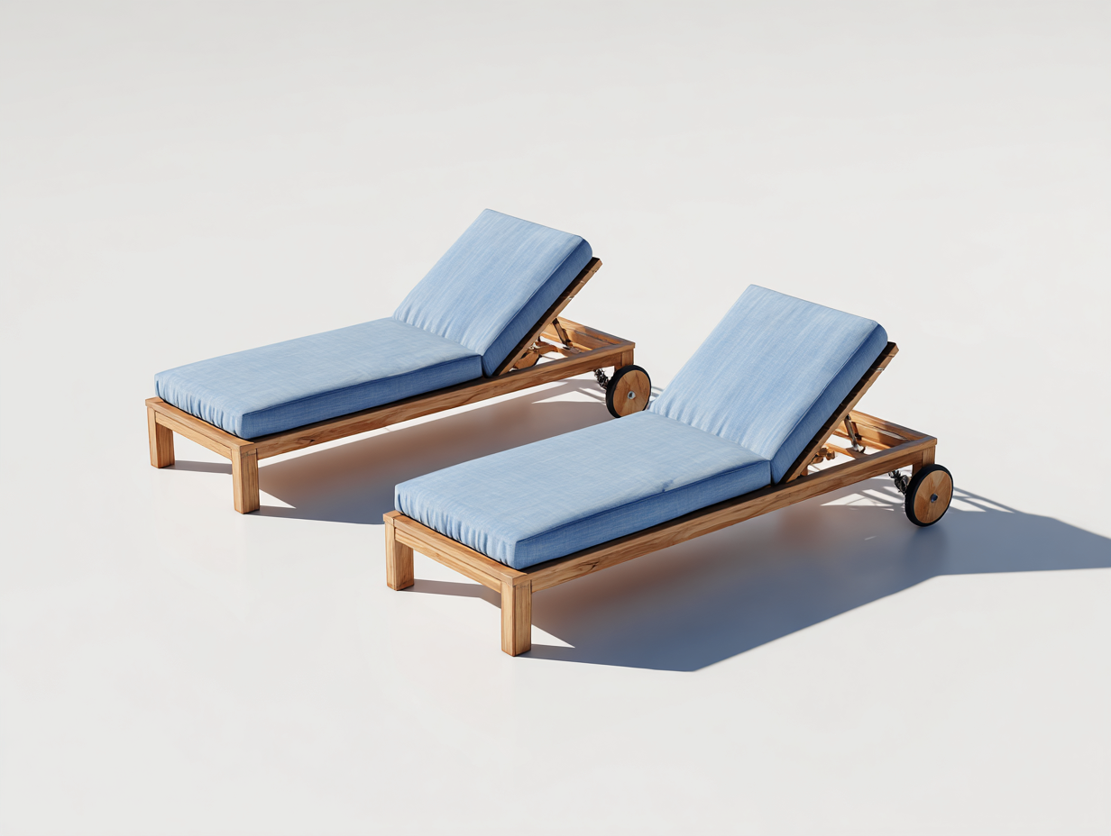 Bain de soleil-Bois-Tissu-196 x 69 x 78 cm-Bleu clair-Marron-Style moderne-Nestgetbay
