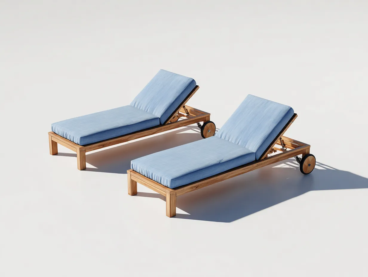 Bain de soleil-Bois-Tissu-196 x 69 x 78 cm-Bleu clair-Marron-Style moderne-Nestgetbay