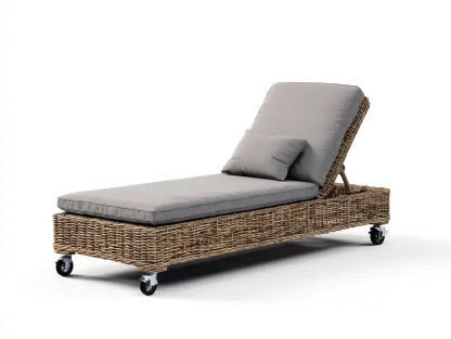 Bain de soleil-Rotin-Tissu-194 x 70 x 92 cm-Gris-Beige-Style moderne-Nestgetbay