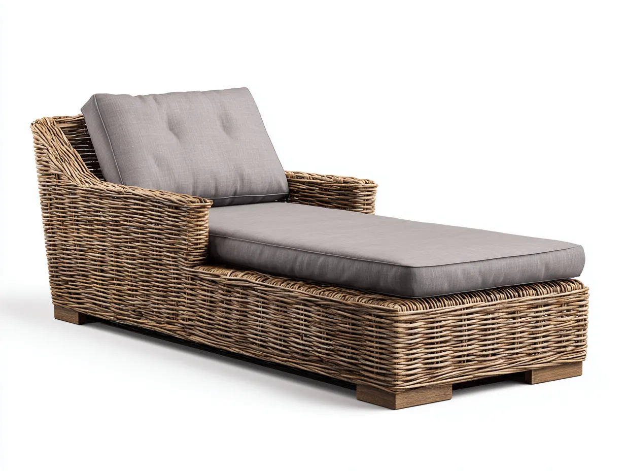 Bain de soleil-Rotin-Tissu-188 x 76 x 84 cm-Gris-Beige-Style moderne-Nestgetbay