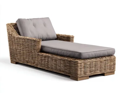 Bain de soleil-Rotin-Tissu-188 x 76 x 84 cm-Gris-Beige-Style moderne-Nestgetbay