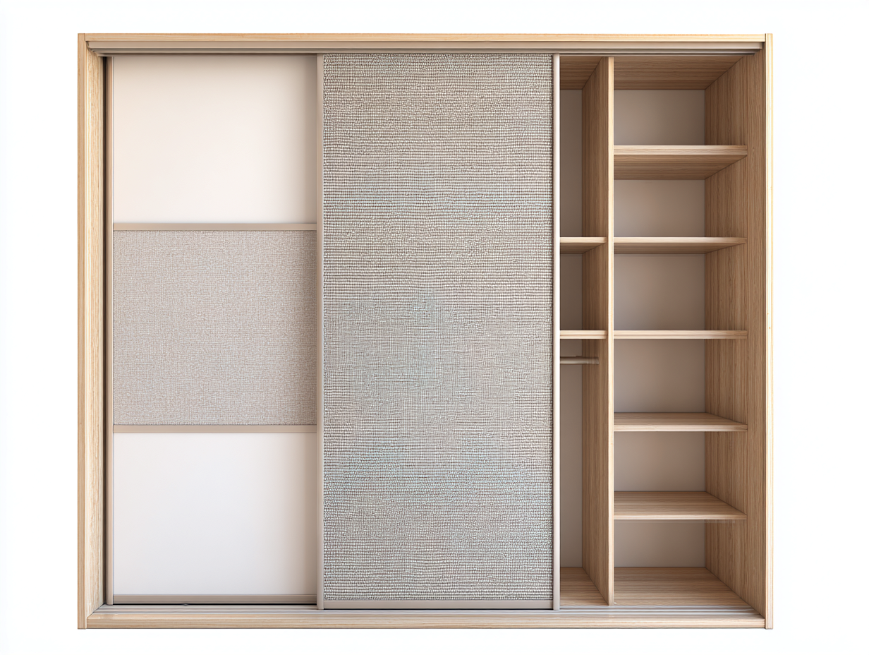 Armoire - bois-tissu - 160 x 60 x 210 cm - chêne clair-beige - style contemporain-Nookgetshop