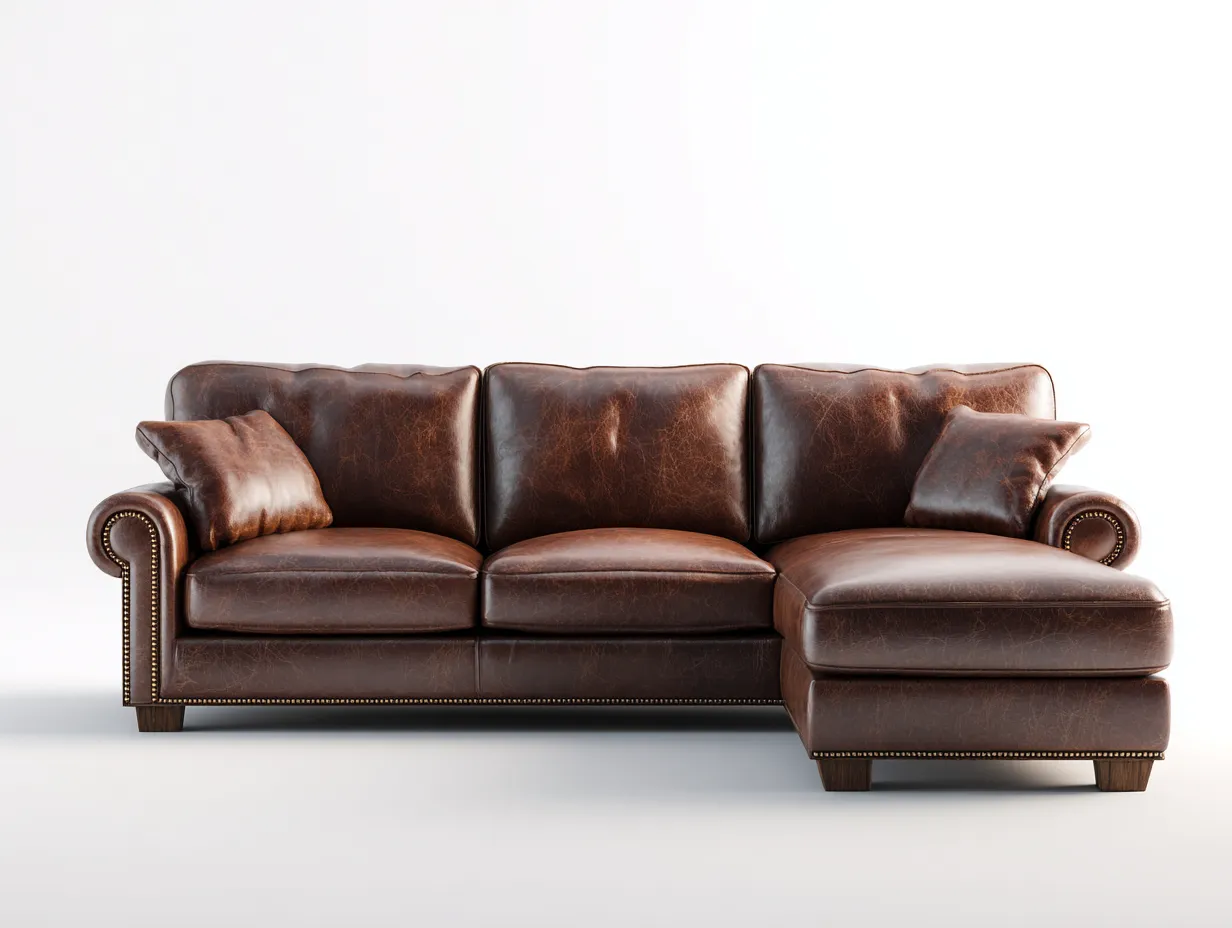 Canapé d'angle - cuir synthétique - 292 x 168 x 88 cm - marron - style classique-Nookgetshop