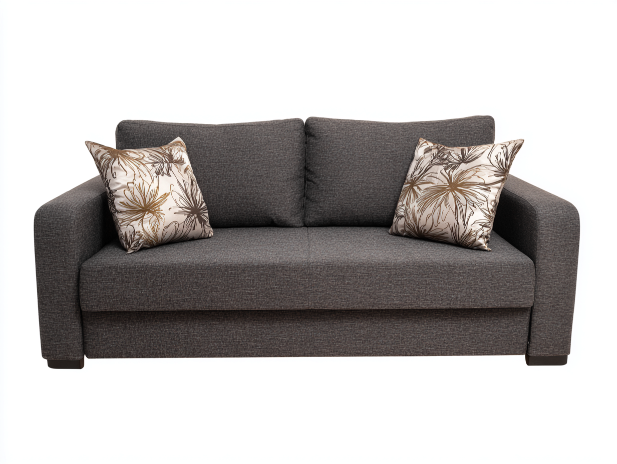 Canapé 2 places - tissu-bois - 184 x 90 x 85 cm - gris brun - style moderne confortable-Nookgetshop