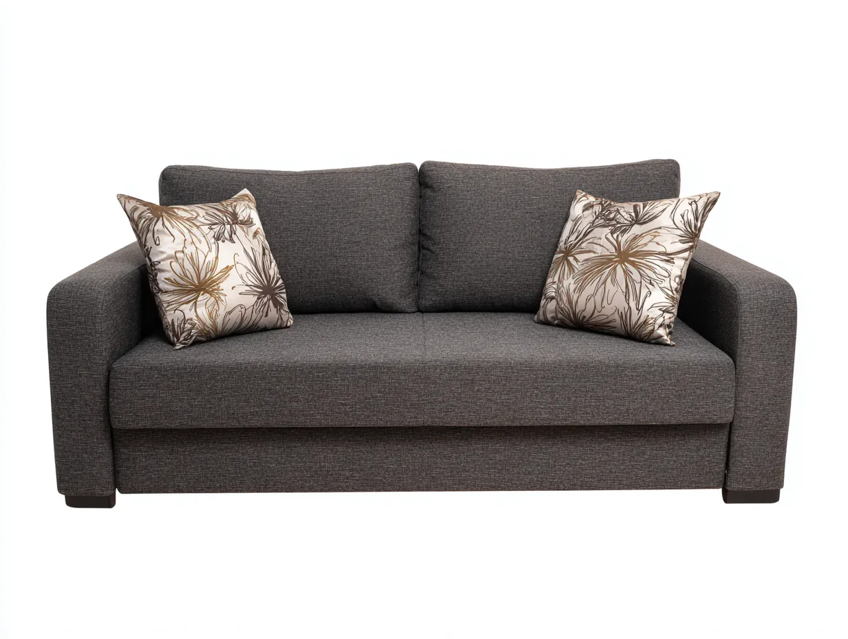 Canapé 2 places - tissu-bois - 184 x 90 x 85 cm - gris brun - style moderne confortable-Nookgetshop