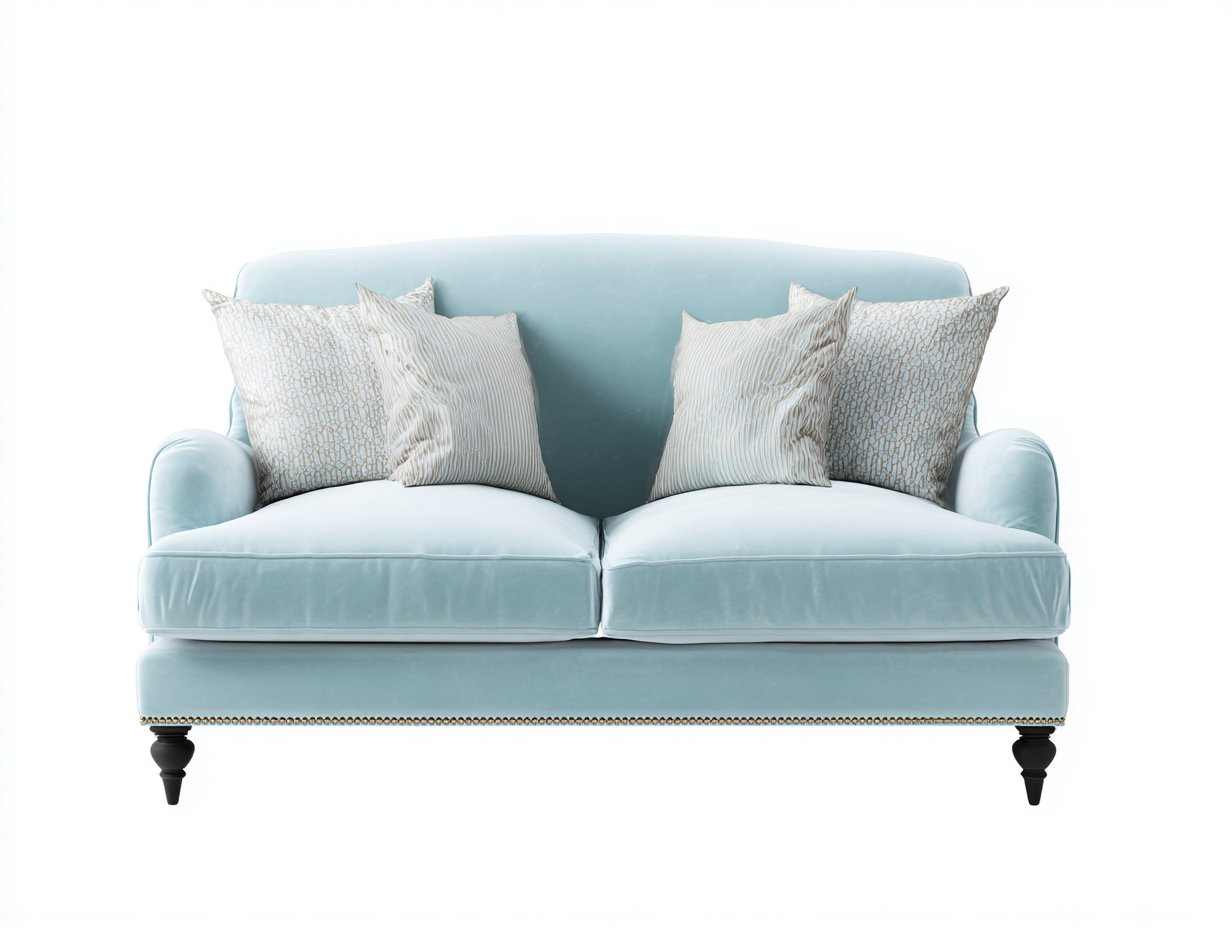 Canapé 2 places - velours - 168 x 92 x 86 cm - bleu clair - style classique chic-Nookgetshop