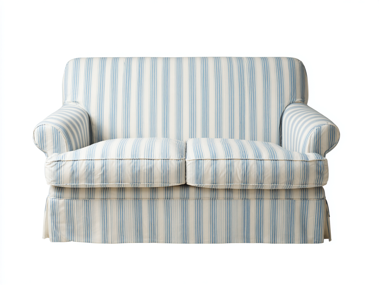 Canapé 2 places - tissu - 172 x 88 x 90 cm - bleu-blanc - style classique décontracté-Nookgetshop