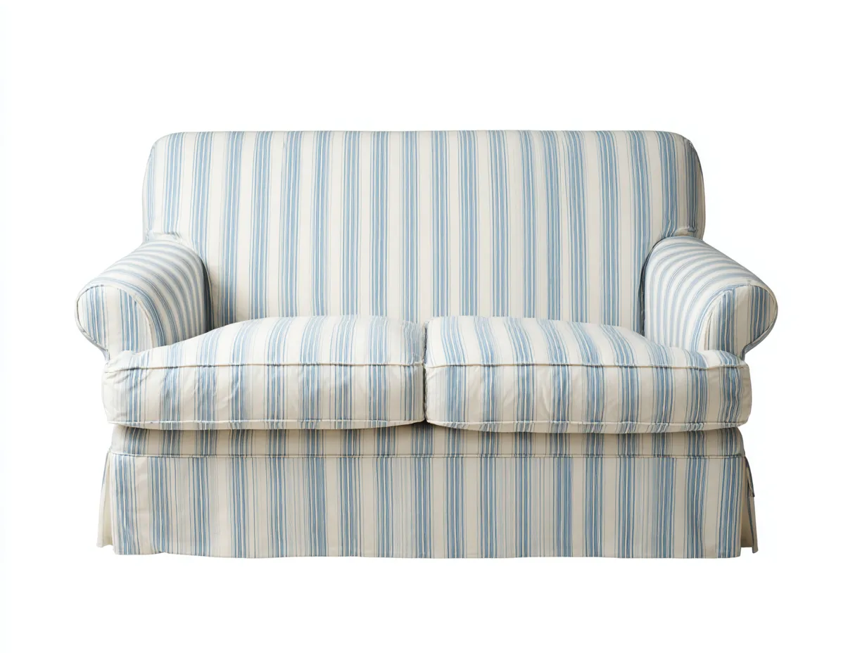 Canapé 2 places - tissu - 172 x 88 x 90 cm - bleu-blanc - style classique décontracté-Nookgetshop