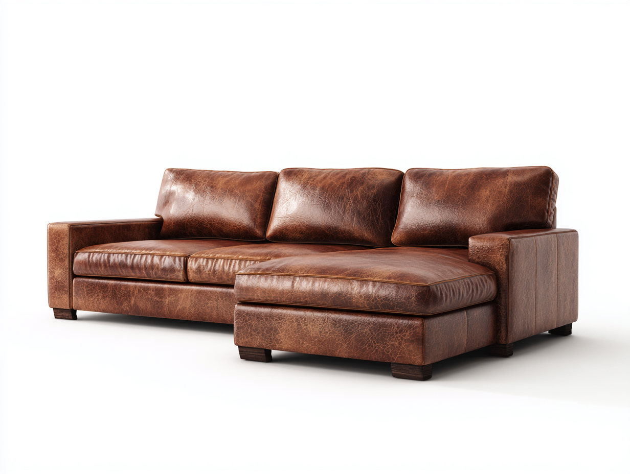 Canapé d'angle - cuir synthétique - 274 x 158 x 86 cm - marron - style contemporain-Nookgetshop