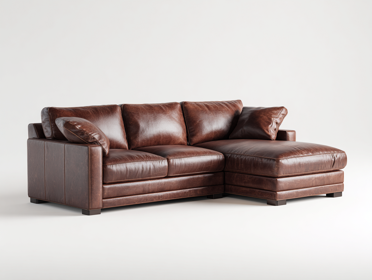 Canapé d'angle - cuir synthétique - 268 x 152 x 84 cm - marron - style moderne-Nookgetshop