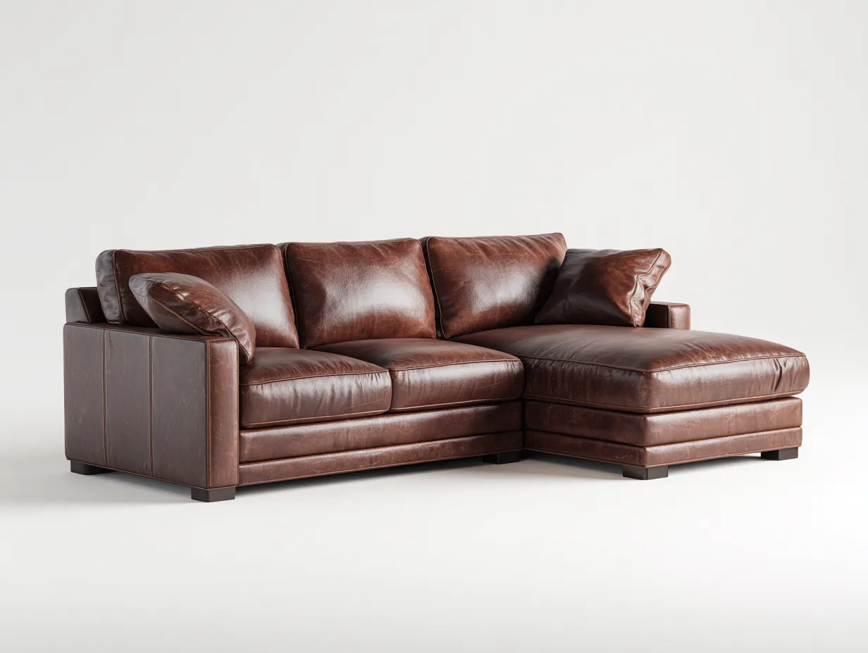 Canapé d'angle - cuir synthétique - 268 x 152 x 84 cm - marron - style moderne-Nookgetshop