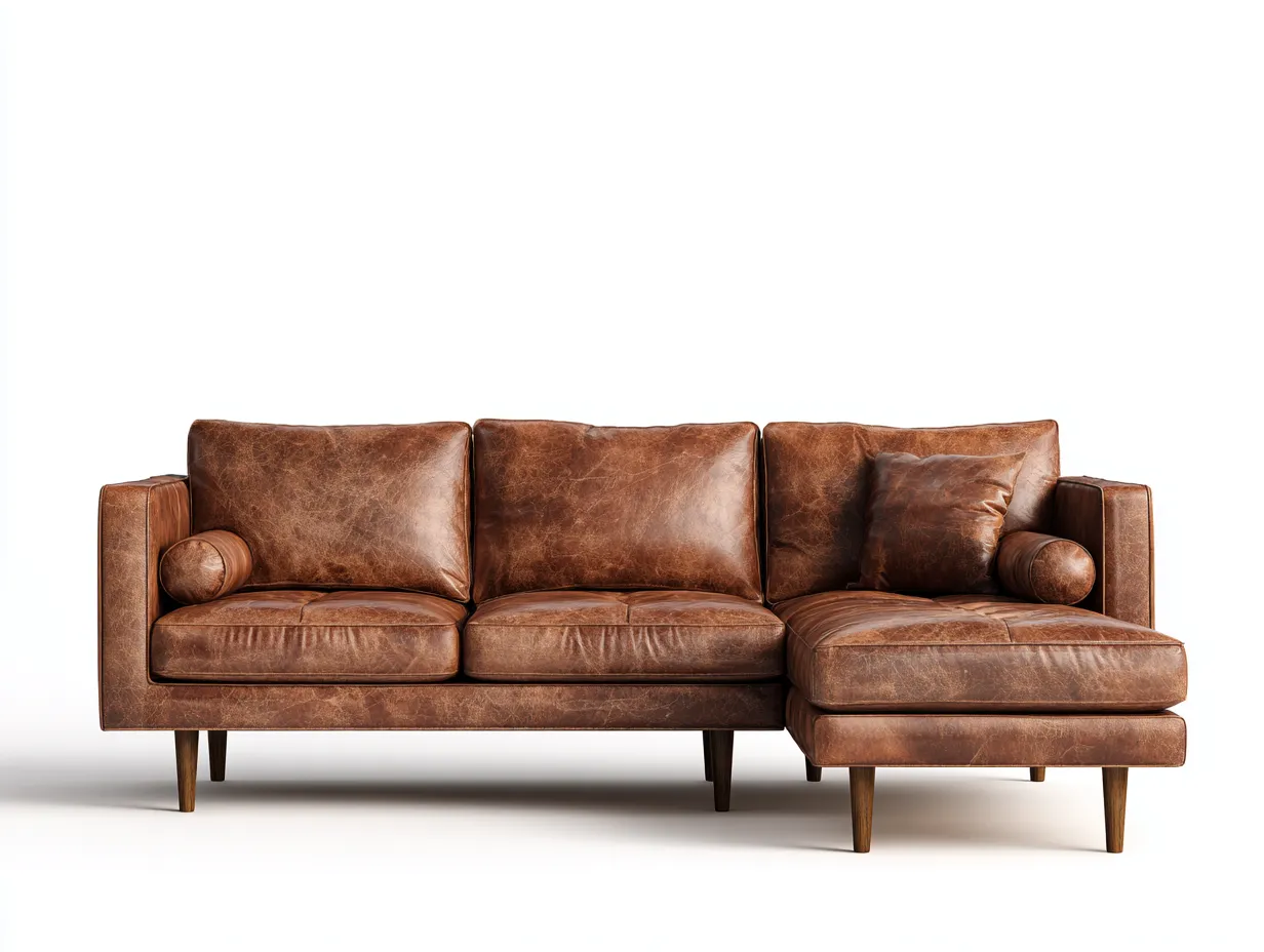Canapé d'angle - cuir synthétique - 262 x 150 x 83 cm - marron - style scandinave-Nookgetshop