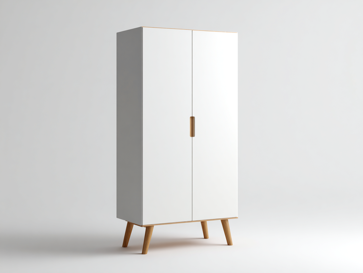 Armoire - bois - 95 x 52 x 180 cm - blanc-chêne clair - style scandinave-Nookgetshop