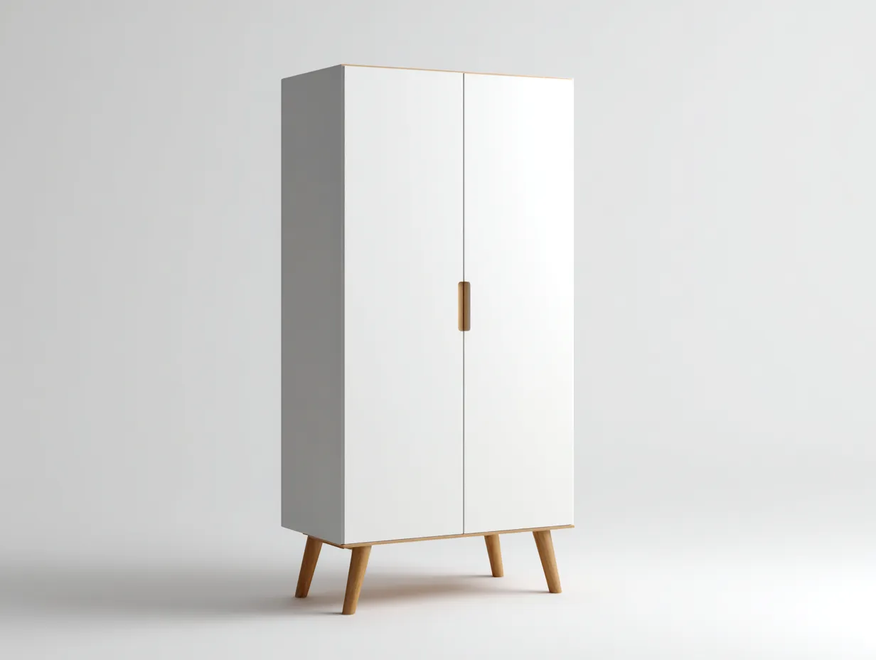 Armoire - bois - 95 x 52 x 180 cm - blanc-chêne clair - style scandinave-Nookgetshop