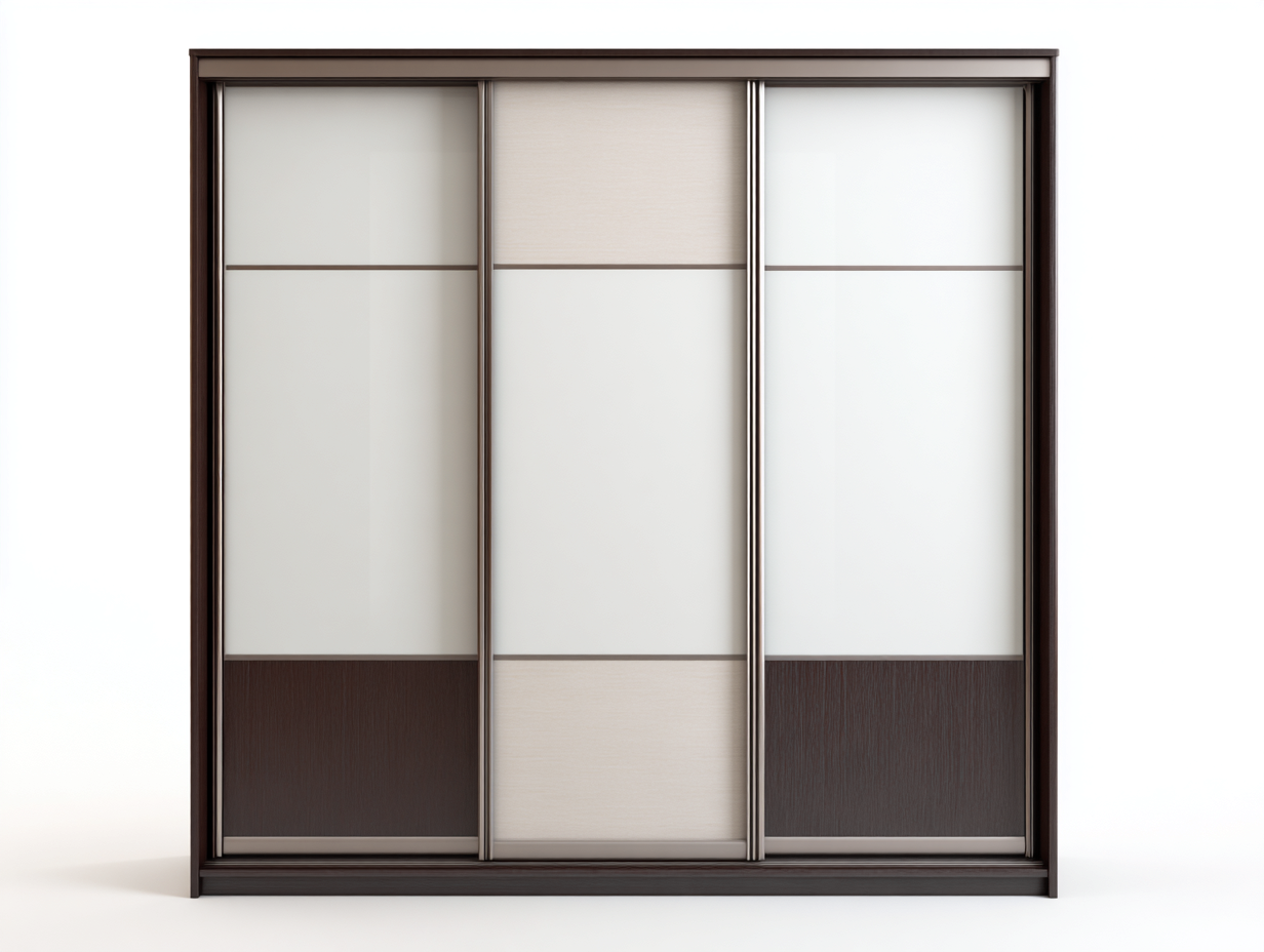 Armoire - bois-verre - 230 x 66 x 210 cm - marron foncé-beige-blanc - style contemporain-Nookgetshop
