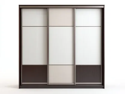Armoire - bois-verre - 230 x 66 x 210 cm - marron foncé-beige-blanc - style contemporain-Nookgetshop