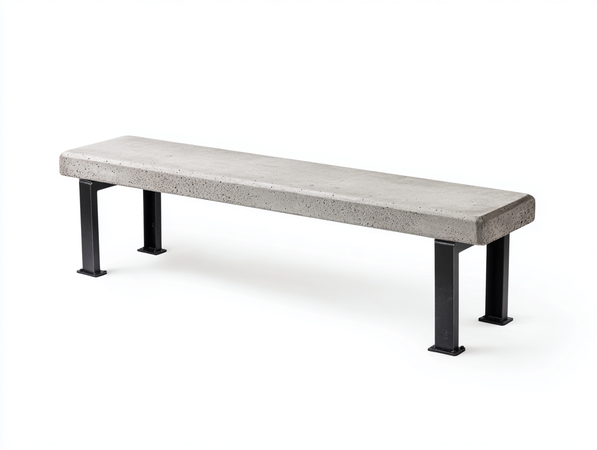 Banco de jardín-hormigón y metal-150x40x45 cm-gris y negro-jardín-diseño moderno-Roommynest