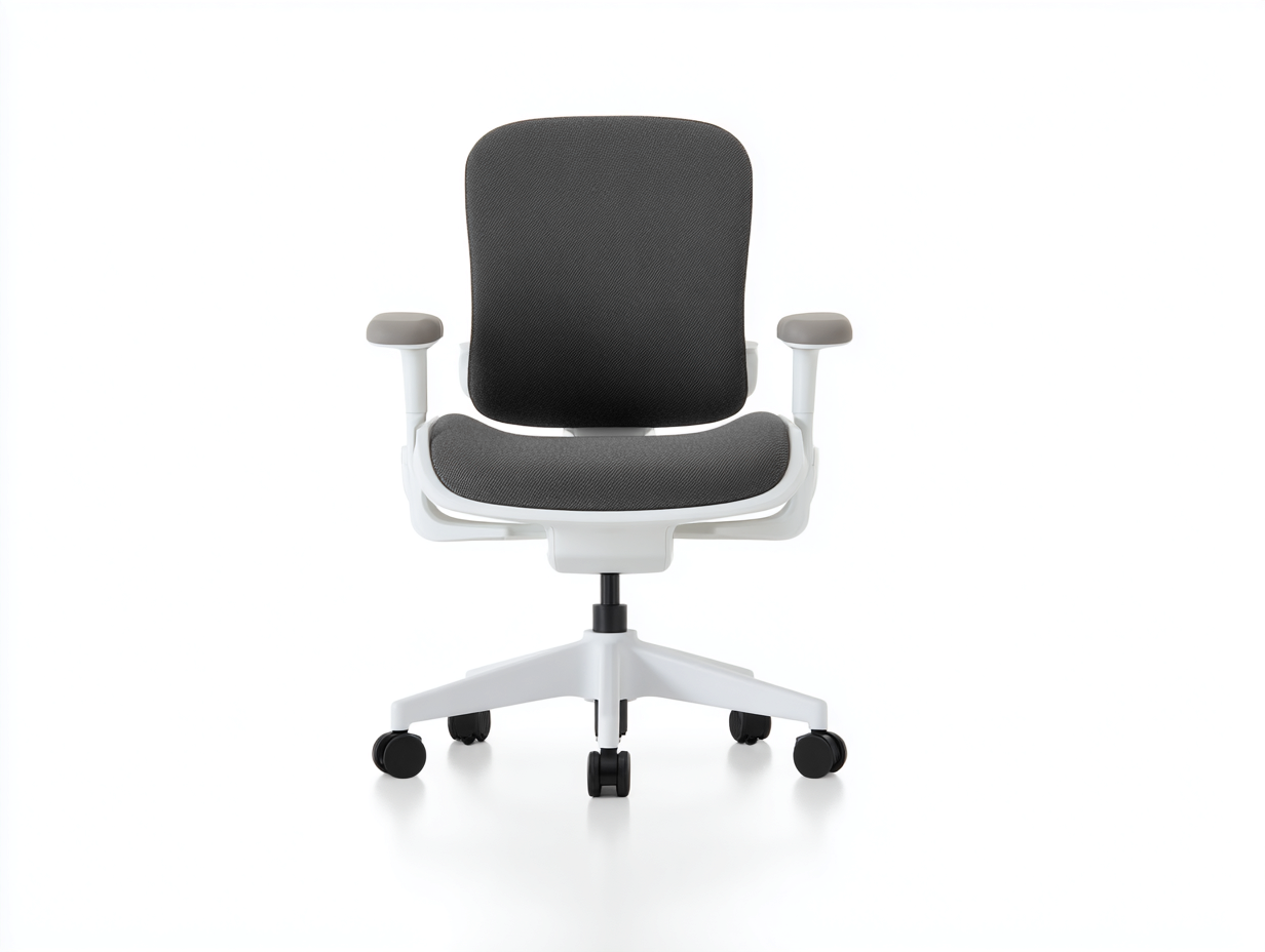 Silla de oficina ergonómica - tapizado textil con reposabrazos y base con ruedas 65x65x95 cm - gris oscuro y blanco - diseño ajustable moderno-Roommynest