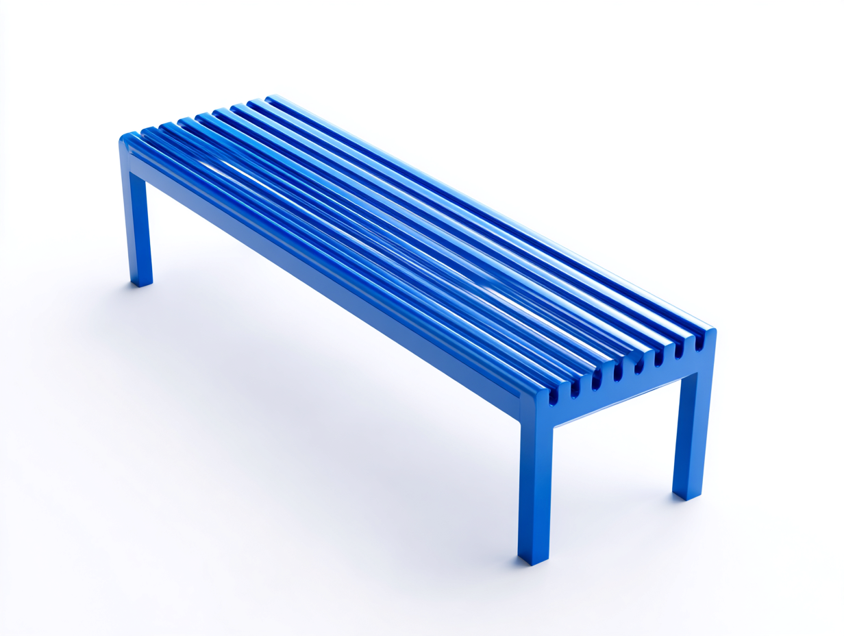 Banco de jardín con listones - metal 140x40x45 cm - color azul - diseño moderno exterior-Roommynest